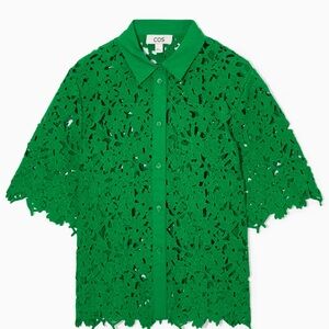 COS Button Up Green Lace Shirt